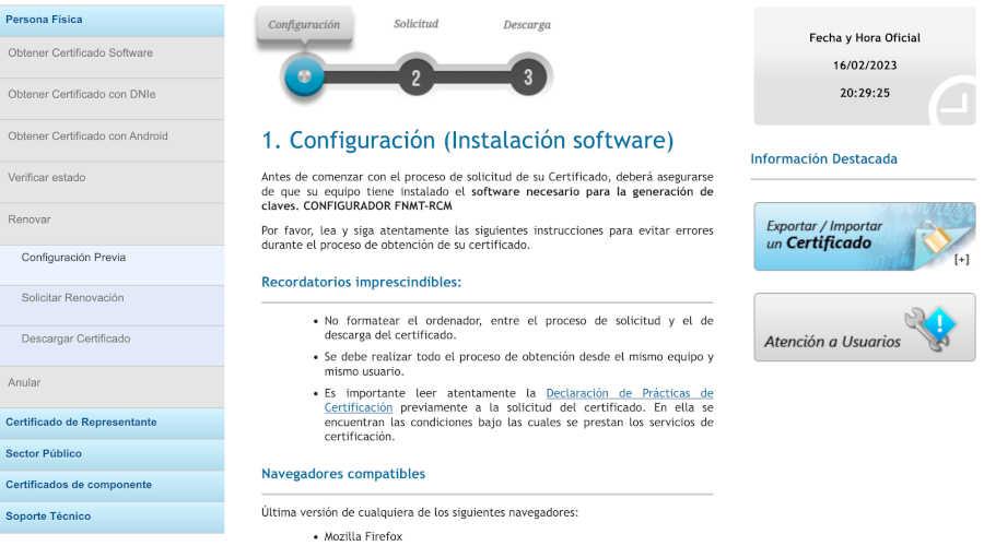 Renovación certificado digital configuración previa