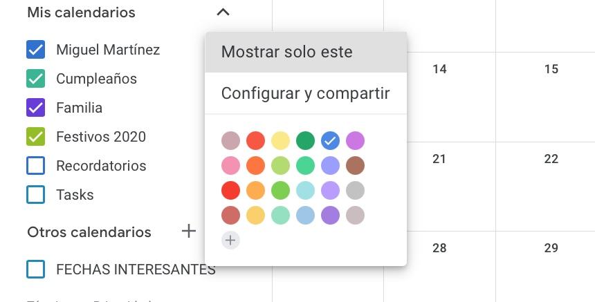 colores Google Calendar