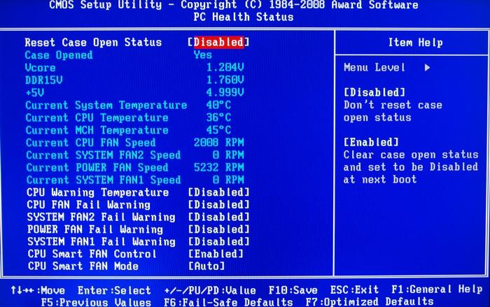 temperatura procesador BIOS