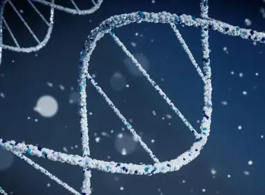 secuencia de ADN sobre fondo azul