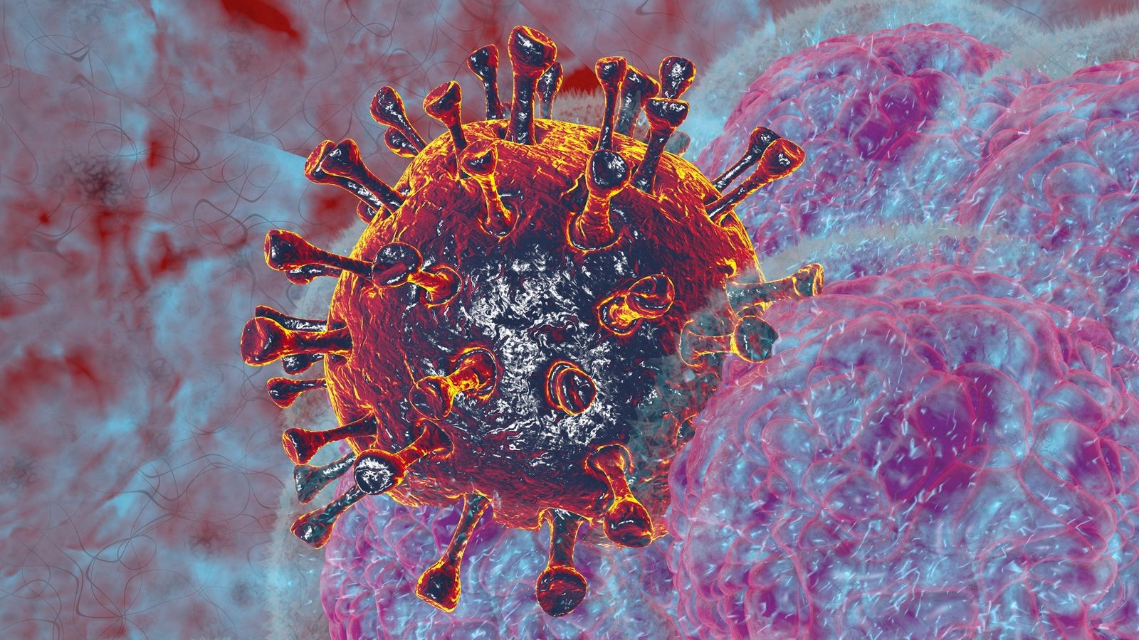 Ilustración de representación 3D Respuesta inmune de las células corporales asesinas naturales célula del coronavirus