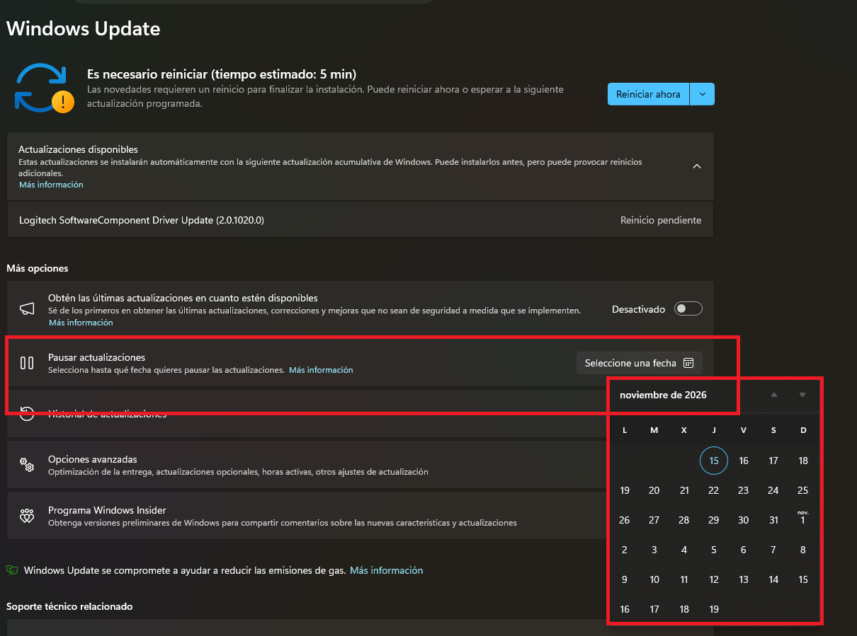 Pausar actualizaciones en Windows