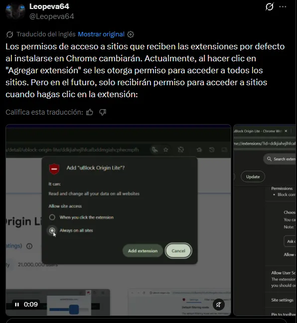 extension de chrome