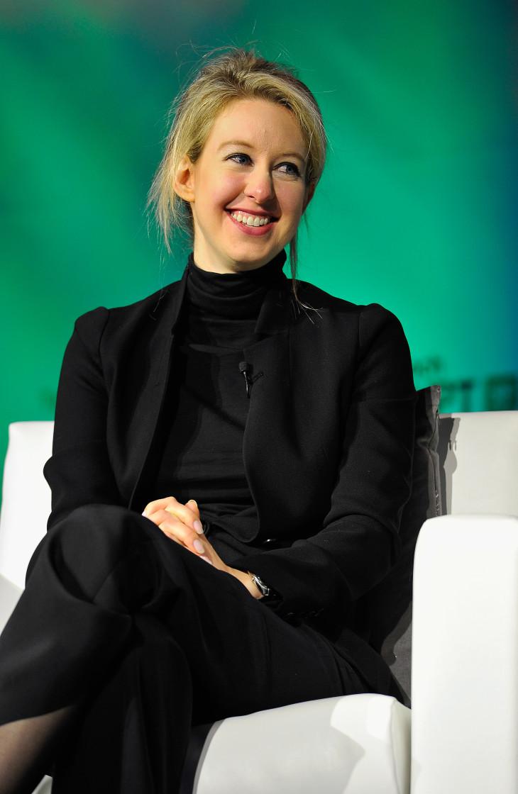 SAN FRANCISCO, CA - SEPTEMBER 08: Theranos Chairman, CEO and Founder Elizabeth Holmes speaks onstage at TechCrunch Disrupt at Pier 48 on September 8, 2014 in San Francisco, California. (Photo by Steve Jennings/Getty Images for TechCrunch) *** Local Caption *** Elizabeth Holmes