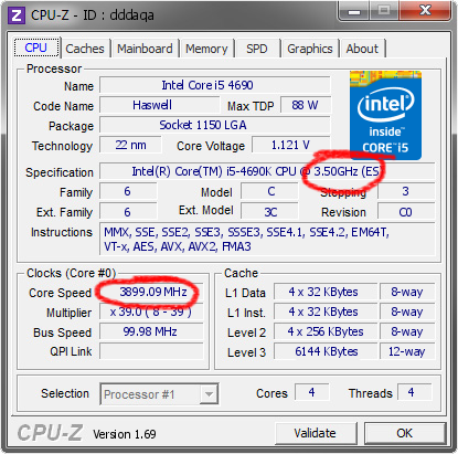 Intel Core i5-4690K frecuencia
