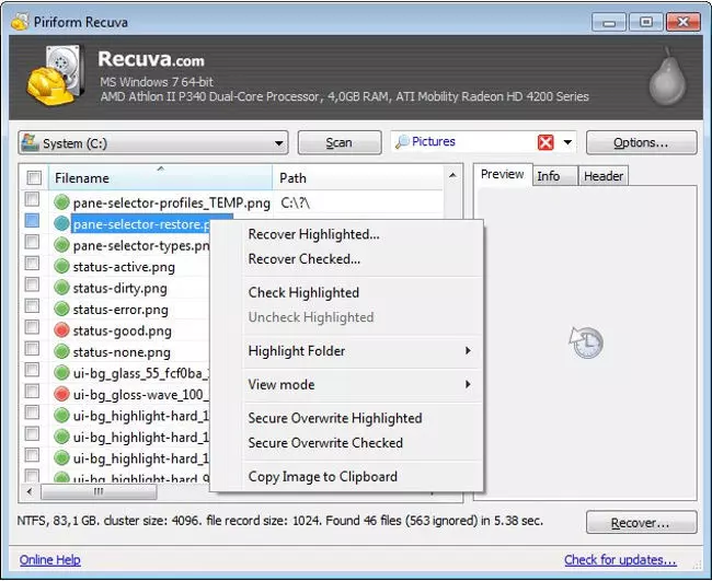 Recuva es una opción para recuperar archivos borrados.