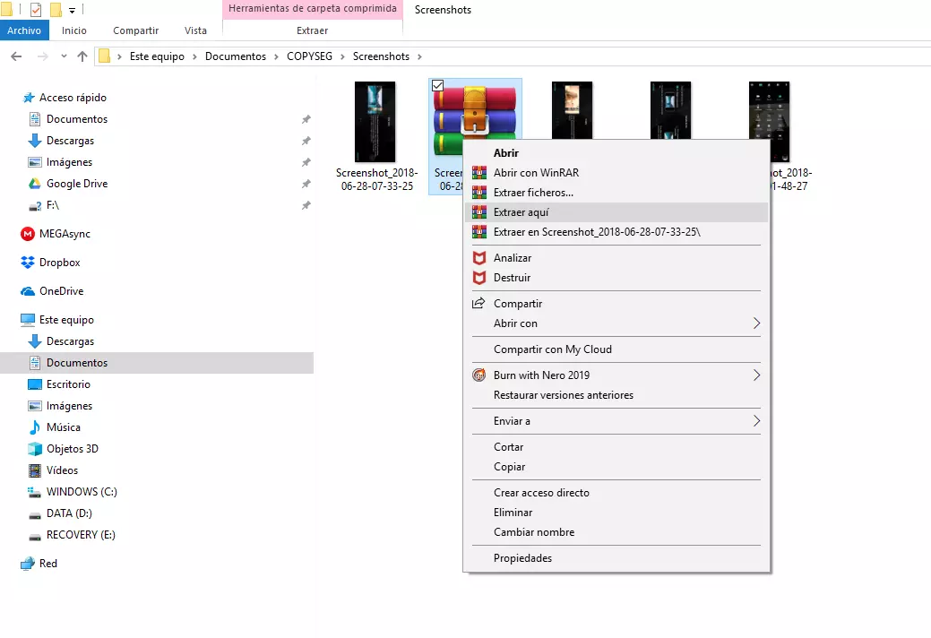 Cómo comprimir un archivo en Windows 10