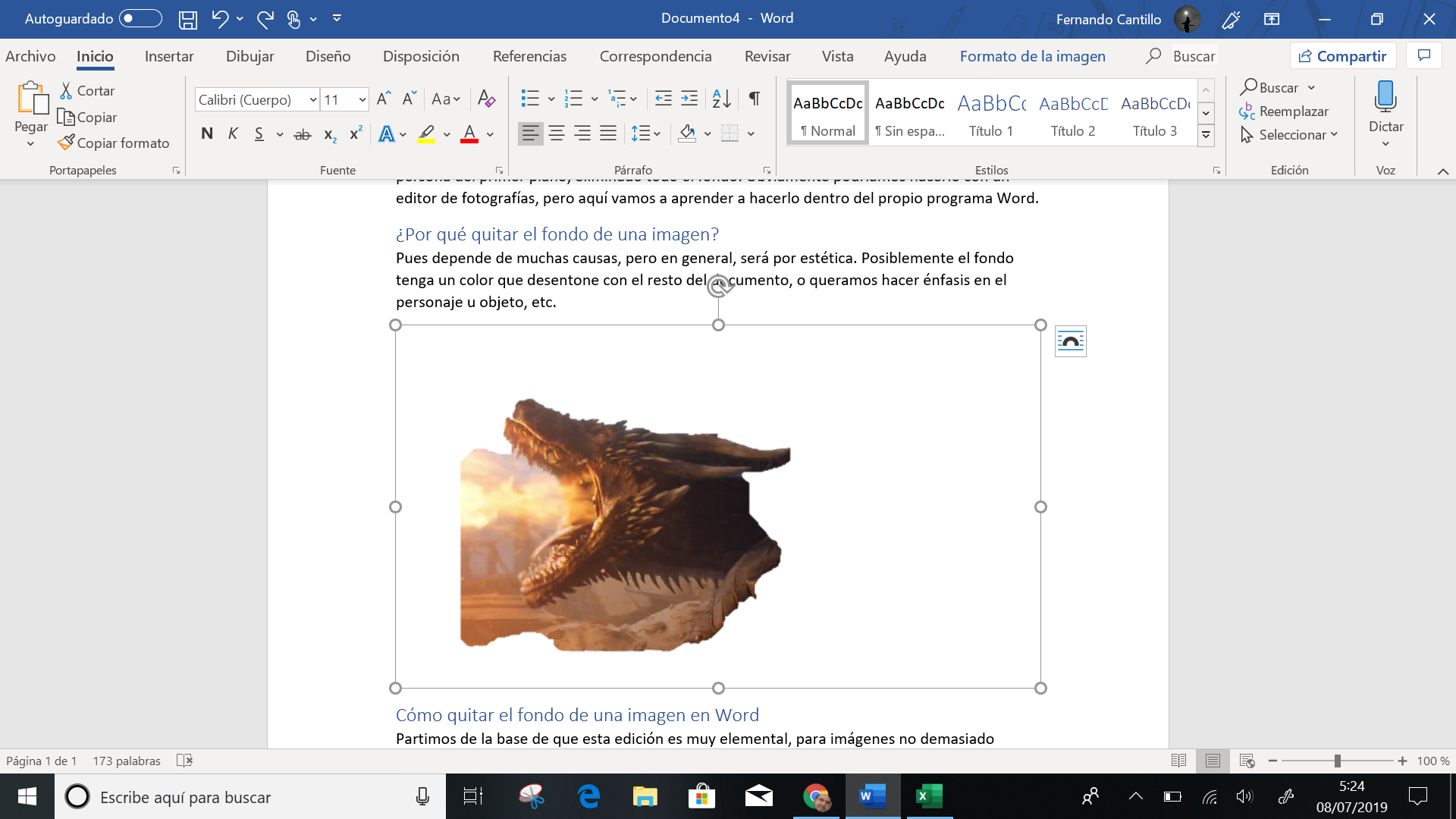 Cómo quitar el fondo de una imagen en Microsoft Word