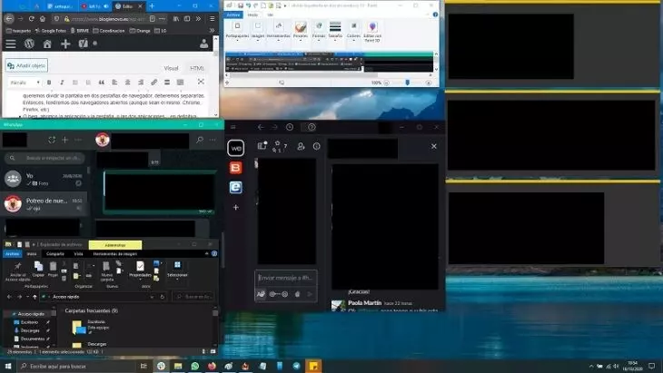 dividir la pantalla en dos en Windows 10